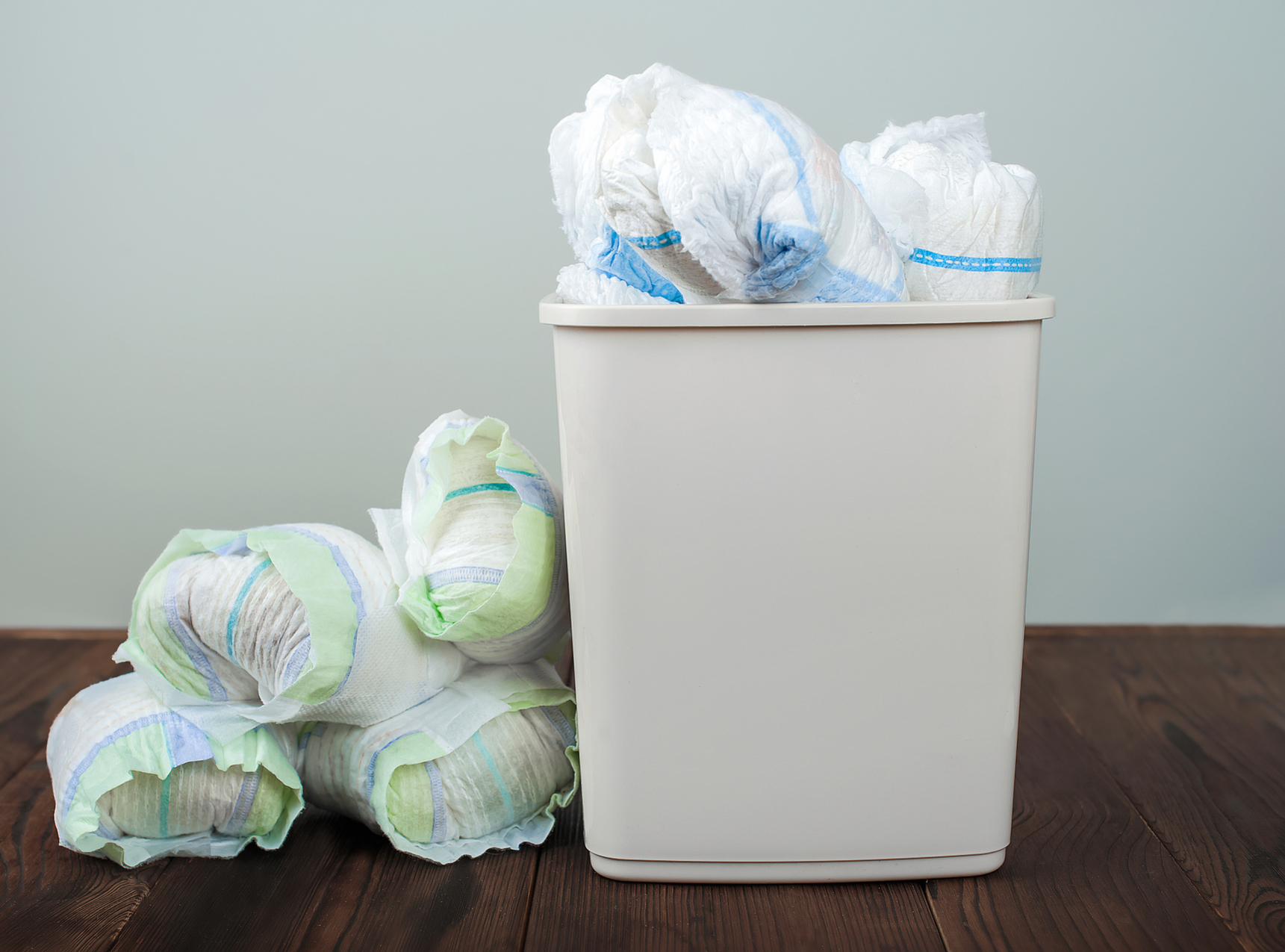 Nappies overflowing in a bin